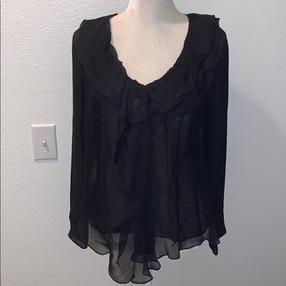 CHLOE Black Sheer Silk Blouse